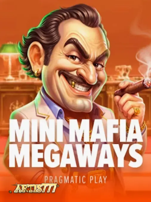 Tampilan visual slot Mini Mafia Megaways dengan tema mansion mewah dan karakter mafia.